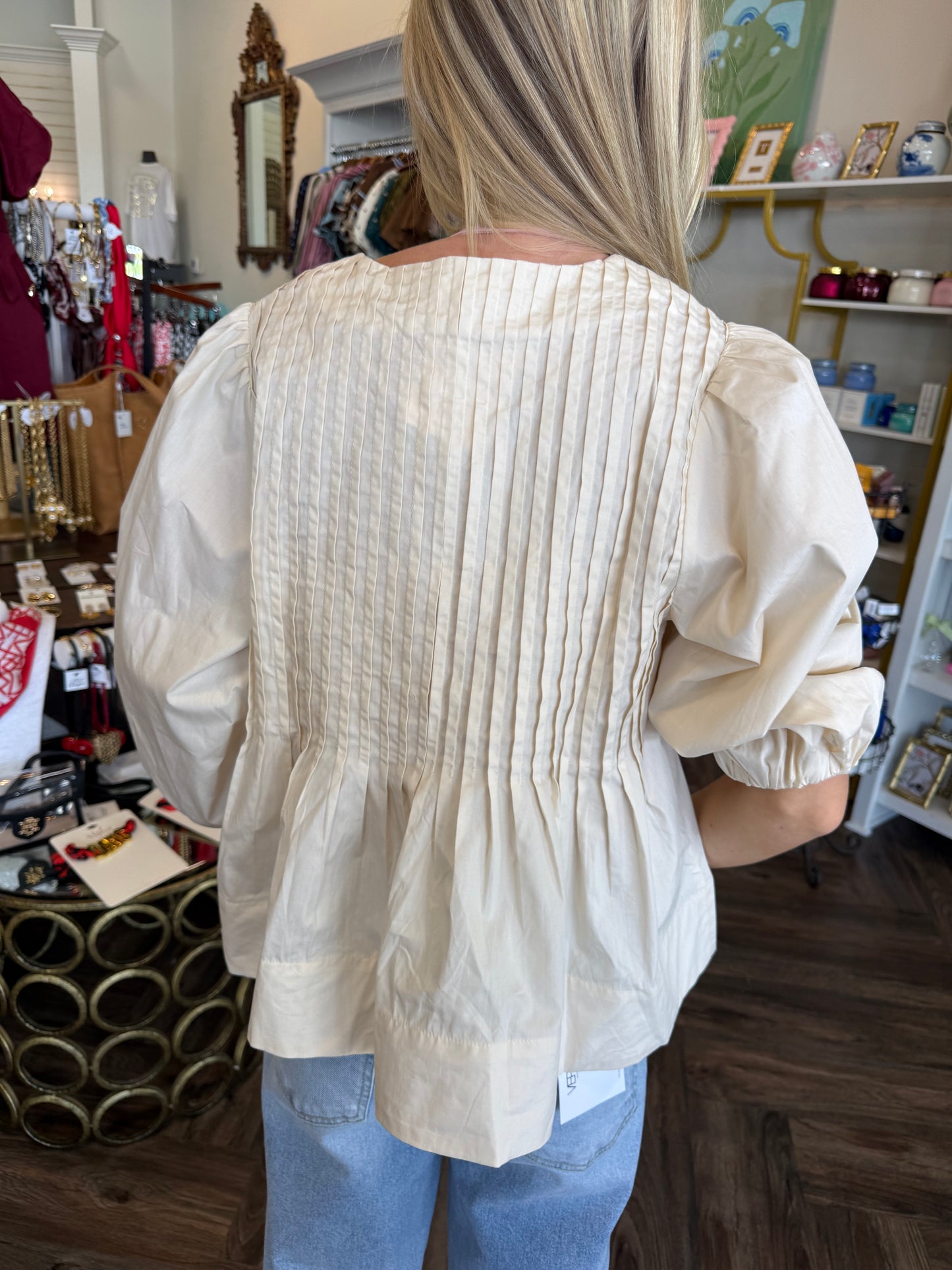Cream Camille Pleated Blouse