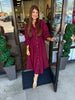 Synched Waist Midi Dress: Burgundy
