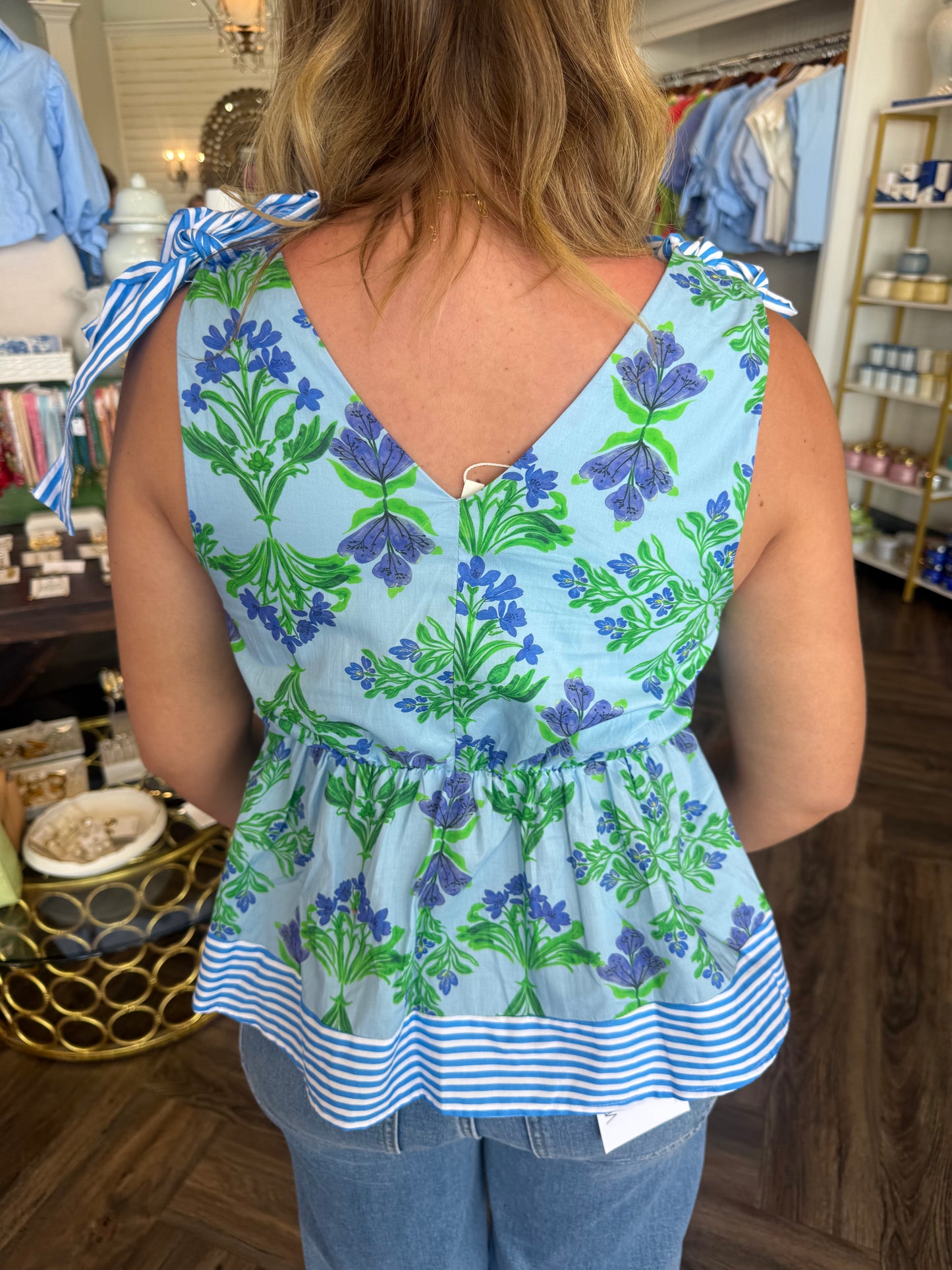 Blue Blooming Belle Tank Top
