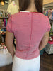 Red and White Stripe Top