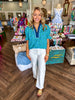 Blue and Green Daisy Top