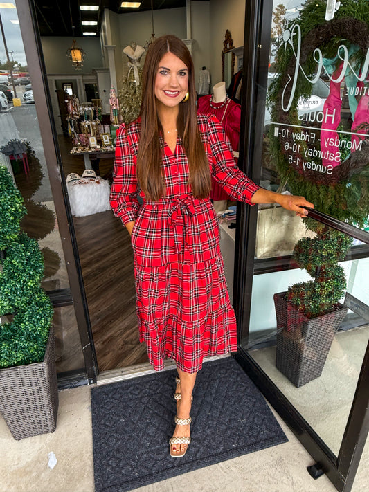 Tartan Plaid Midi Dress