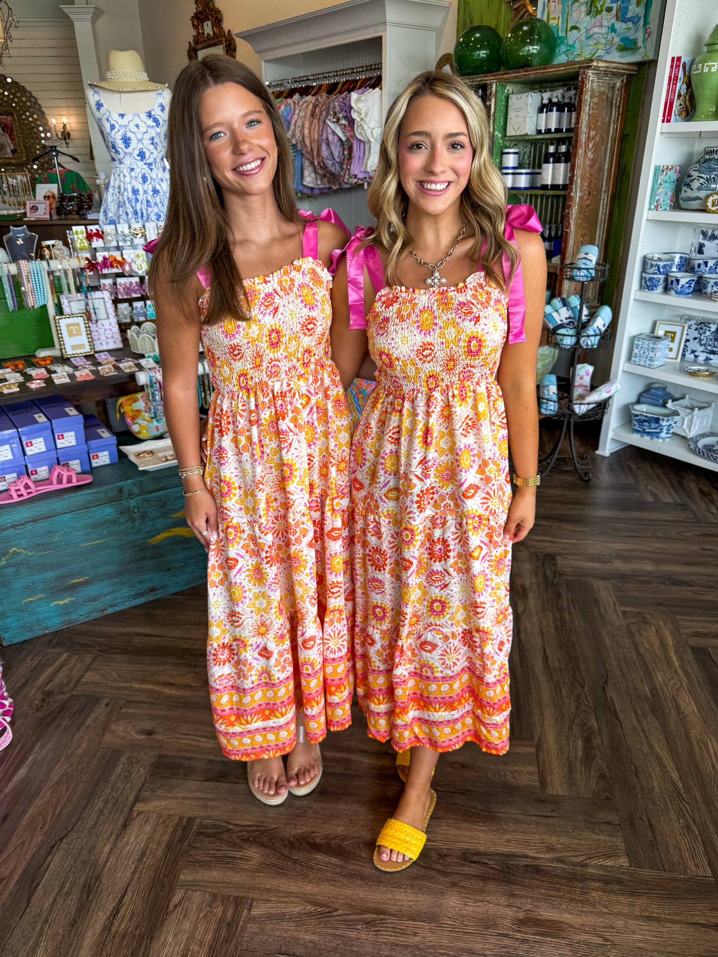 Yellow Mix Satin Tie Maxi Dress