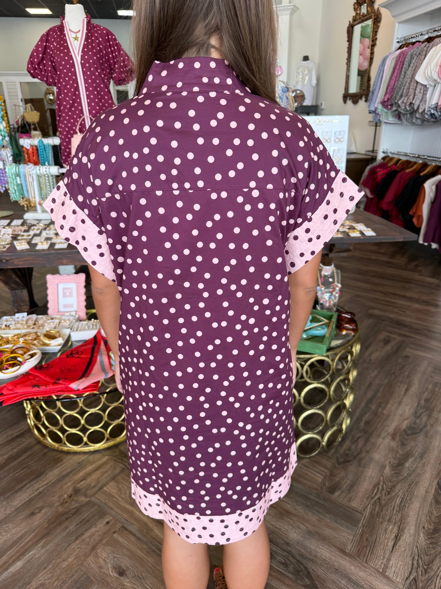 Golden Hour Dots Dress: Wine