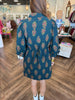 Tie Collar Floral Dress: H Green