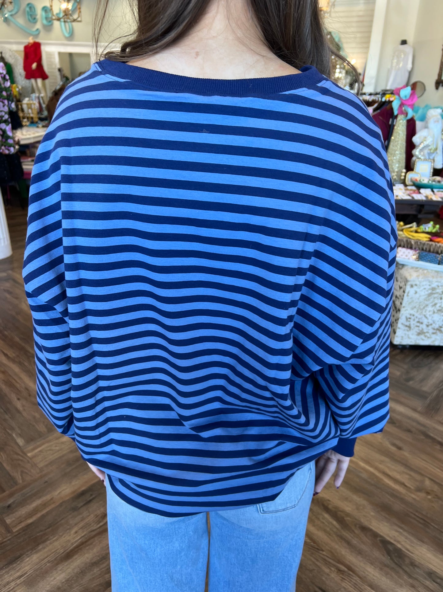 Navy Striped Top