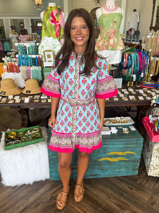 Charlotte Flower Belt Dress