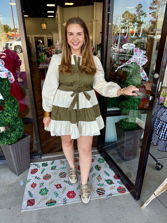 Olive Scalloped Dress