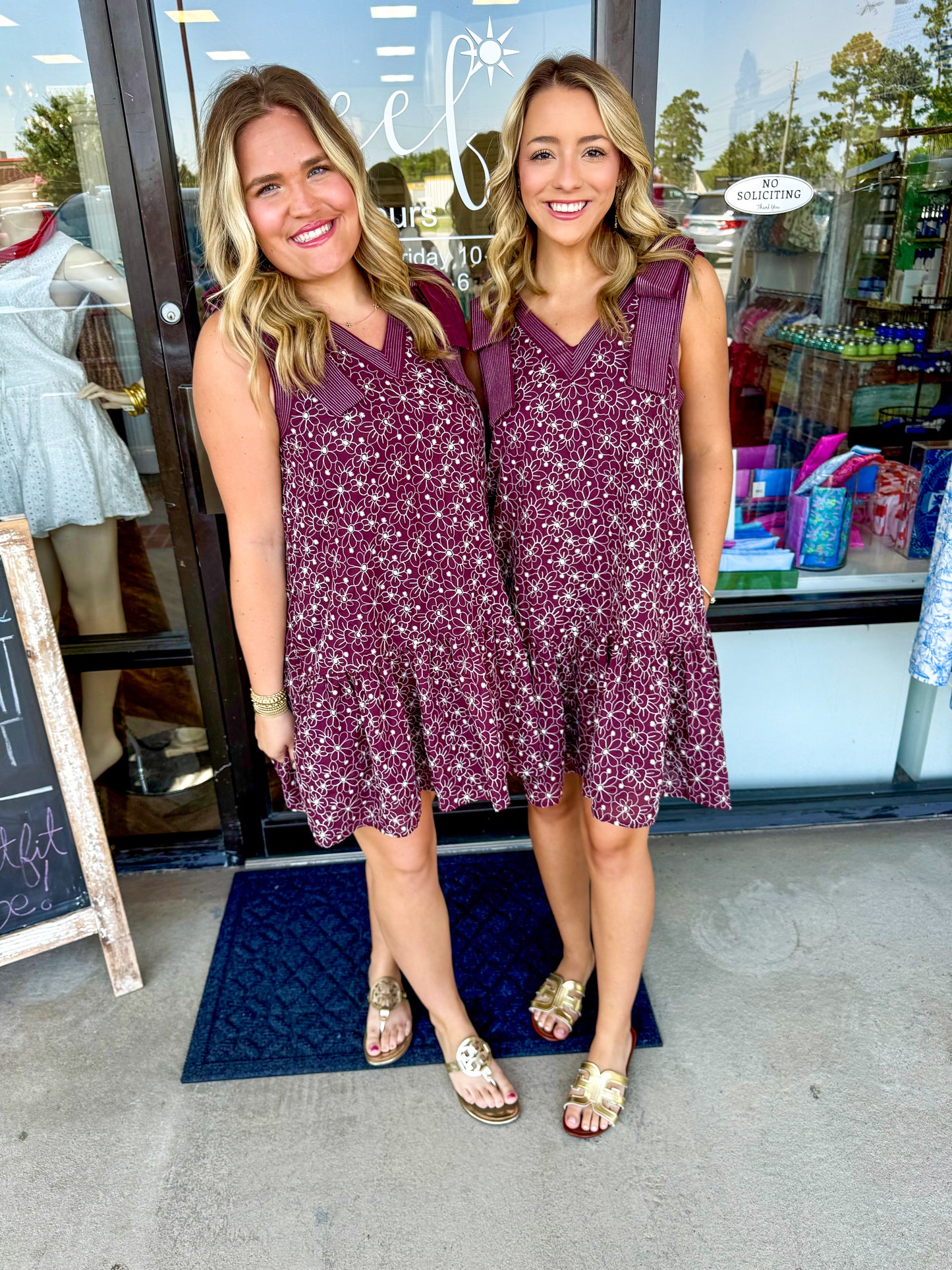 Maroon Embroidered Tank Dress