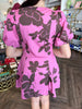 Pink and Brown Button Dress
