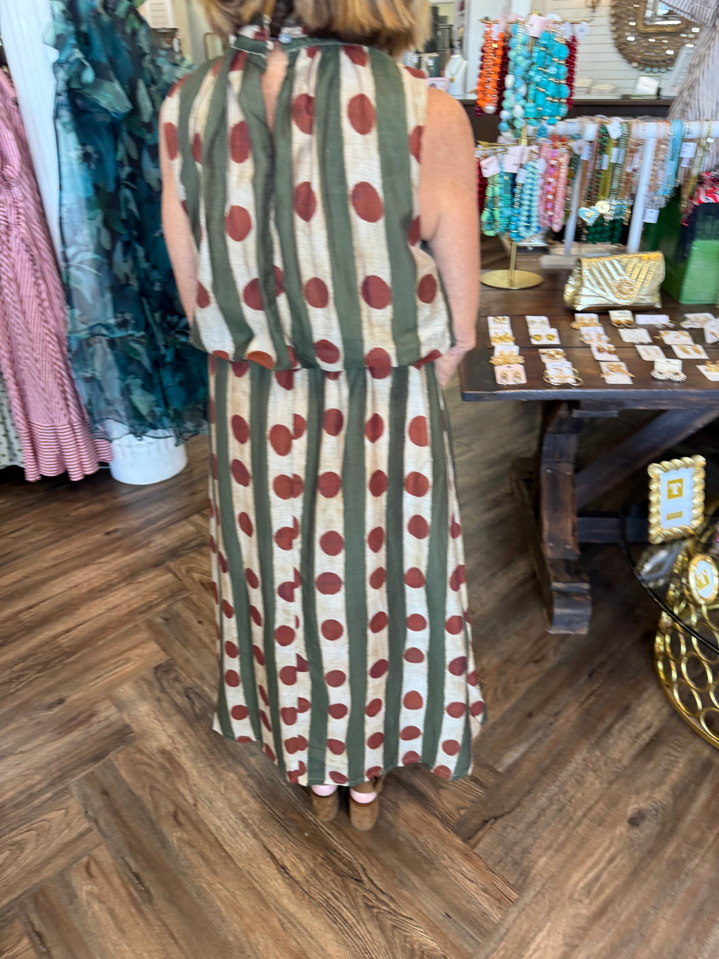 Sage and Spice Dot Midi Dress