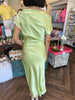 Satin Draped Maxi Dress: Green