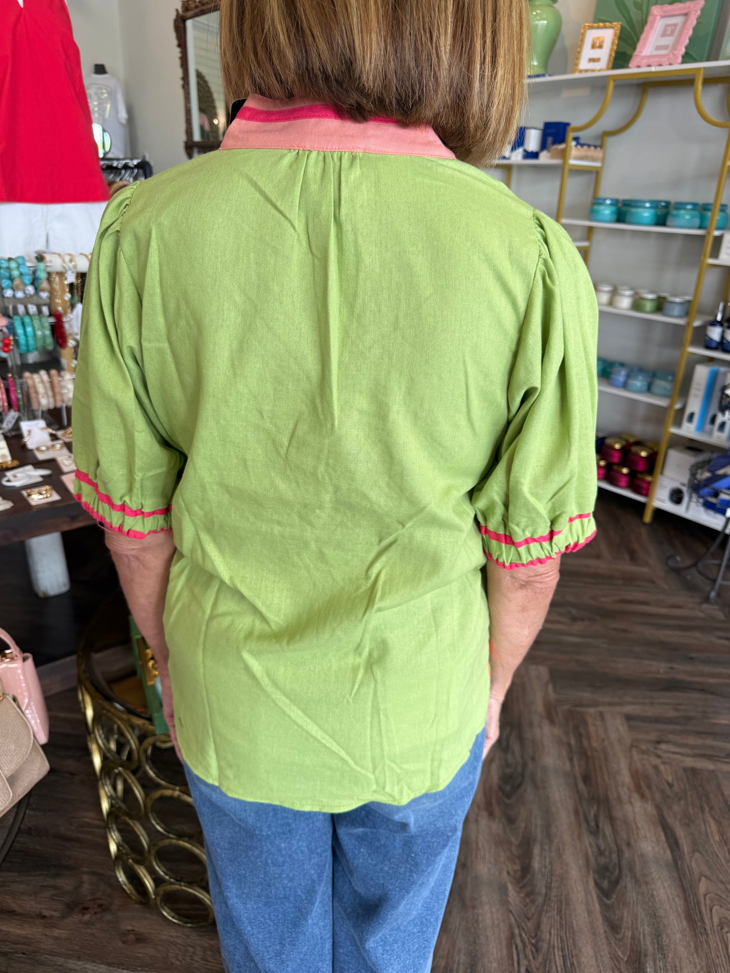 Lime Embroidered Top