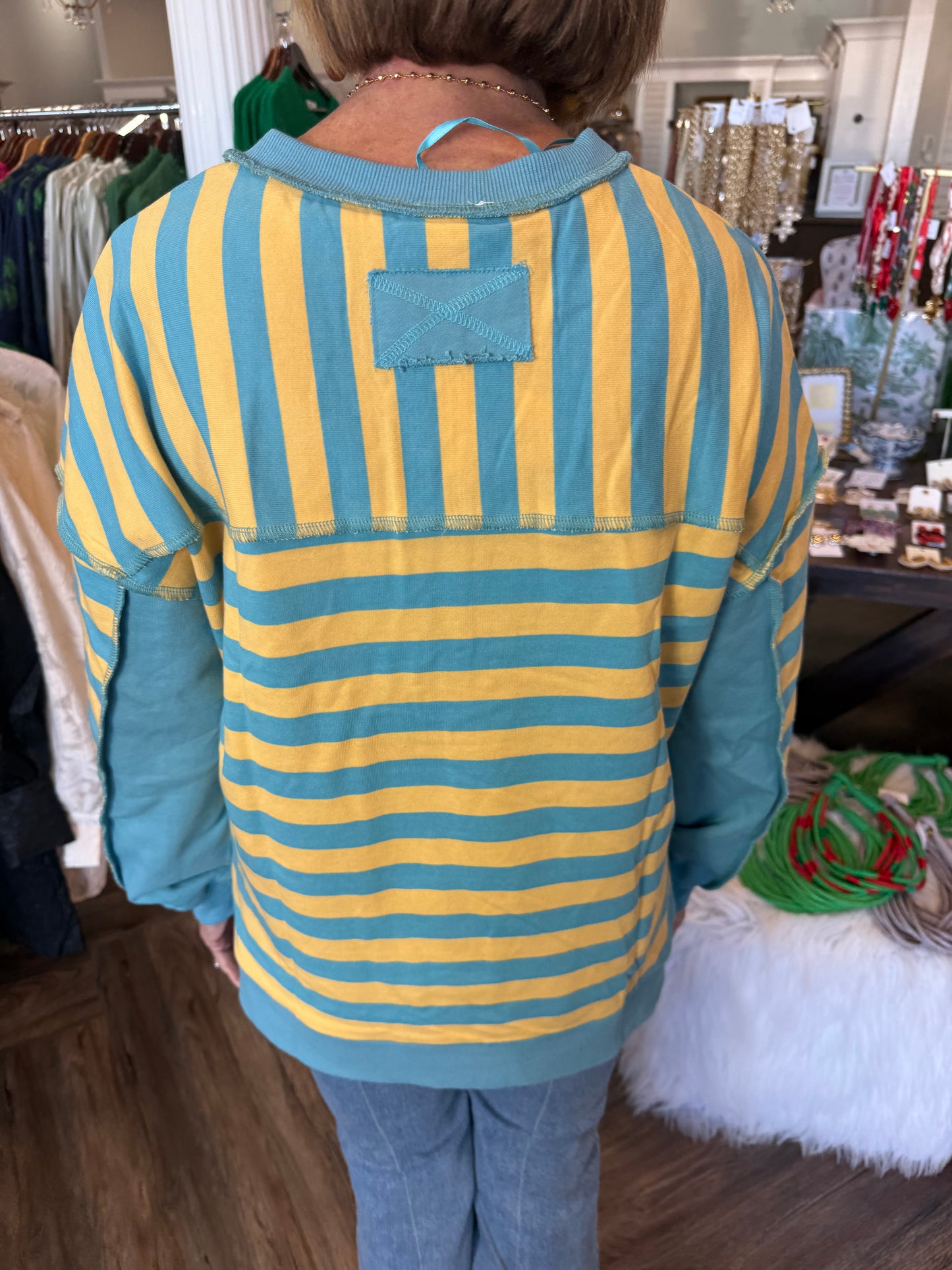 Yellow/Blue Knit Top