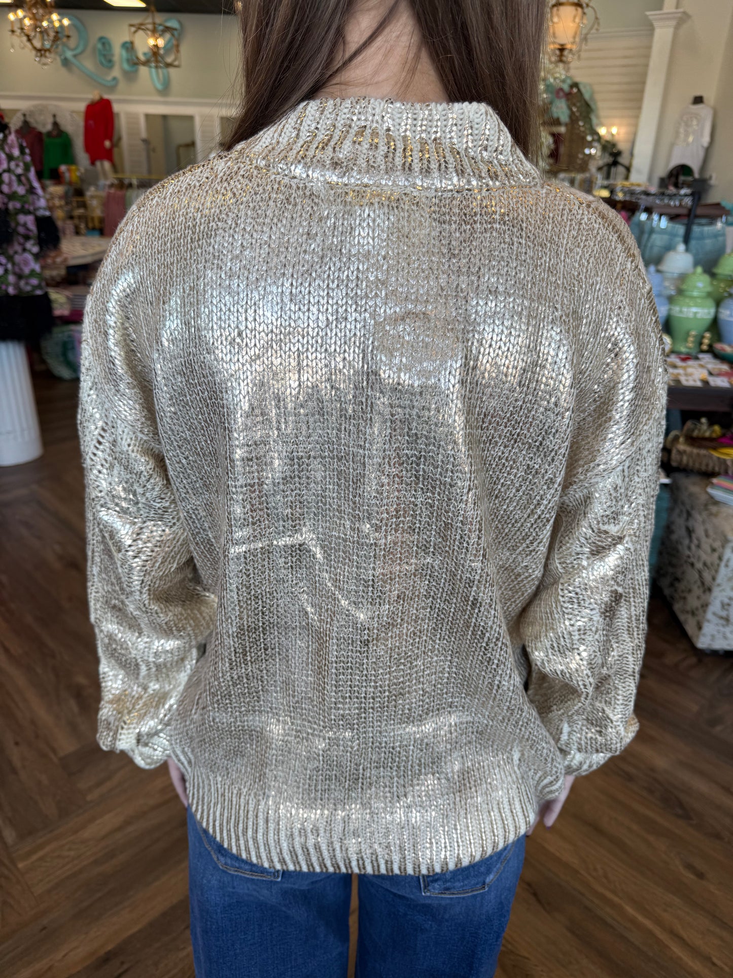 Gold Metallic Knitted Sweater