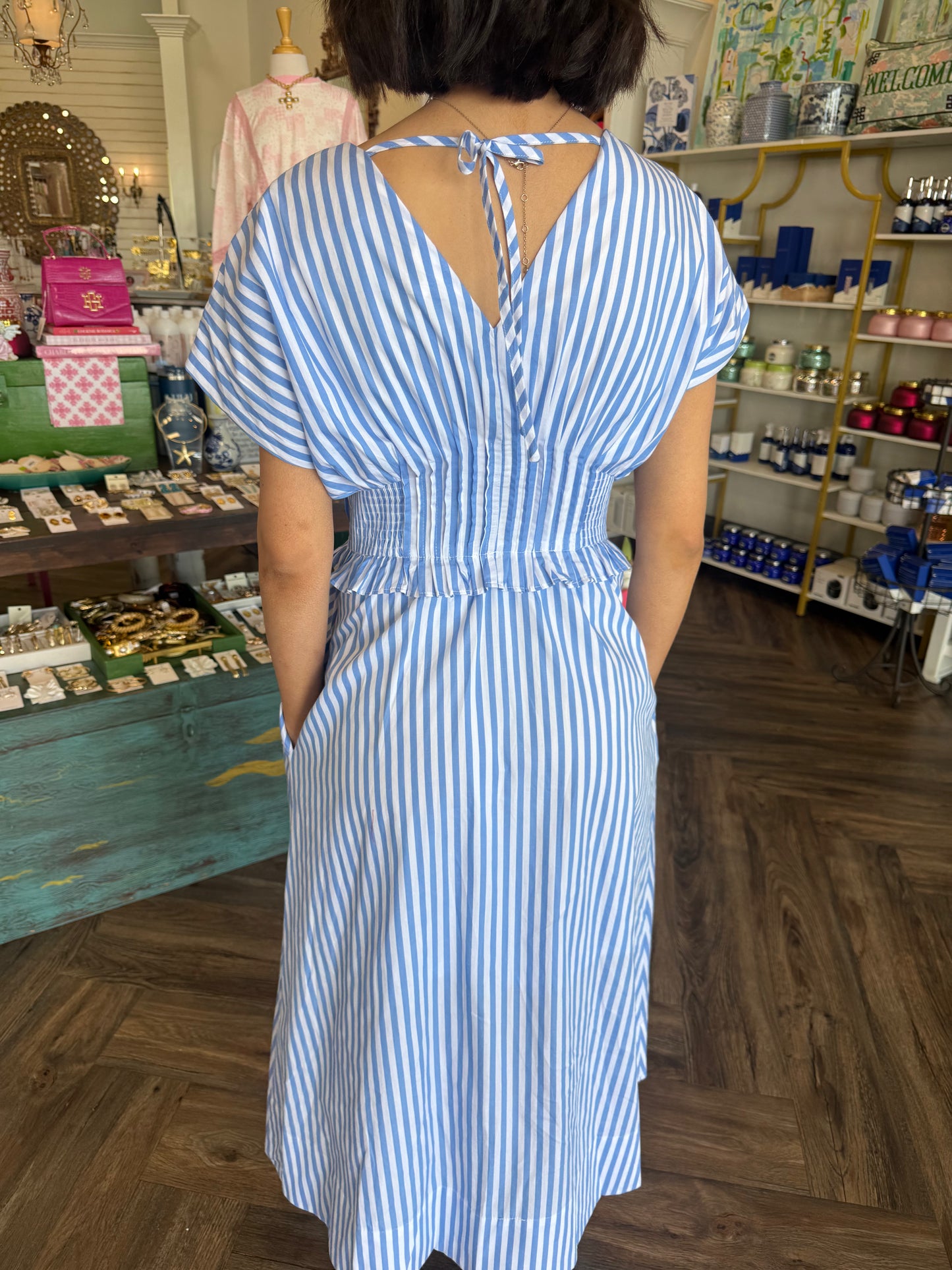 Beachy Striped Zip Midi Dress