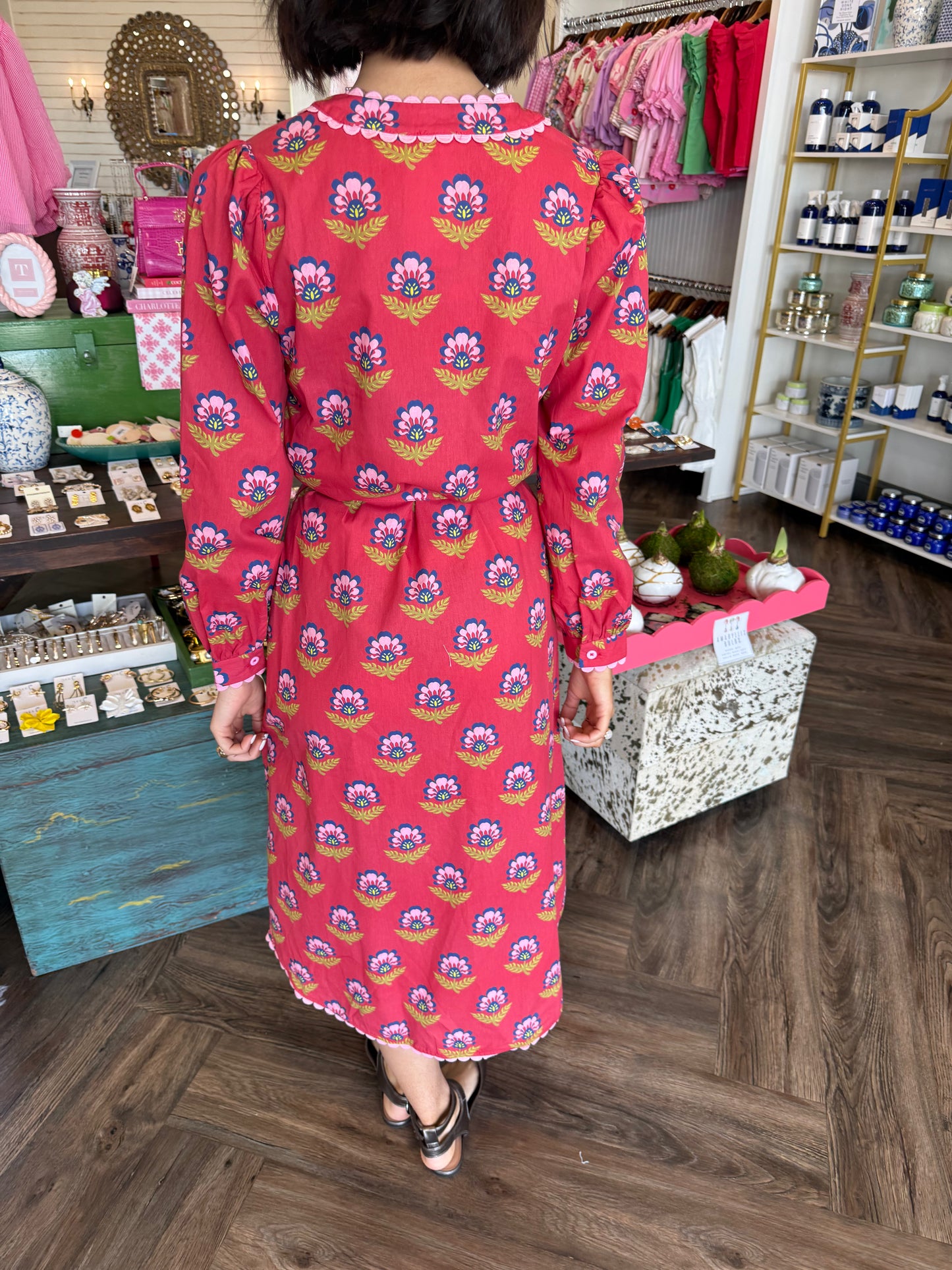 Flower Emblem Midi Dress