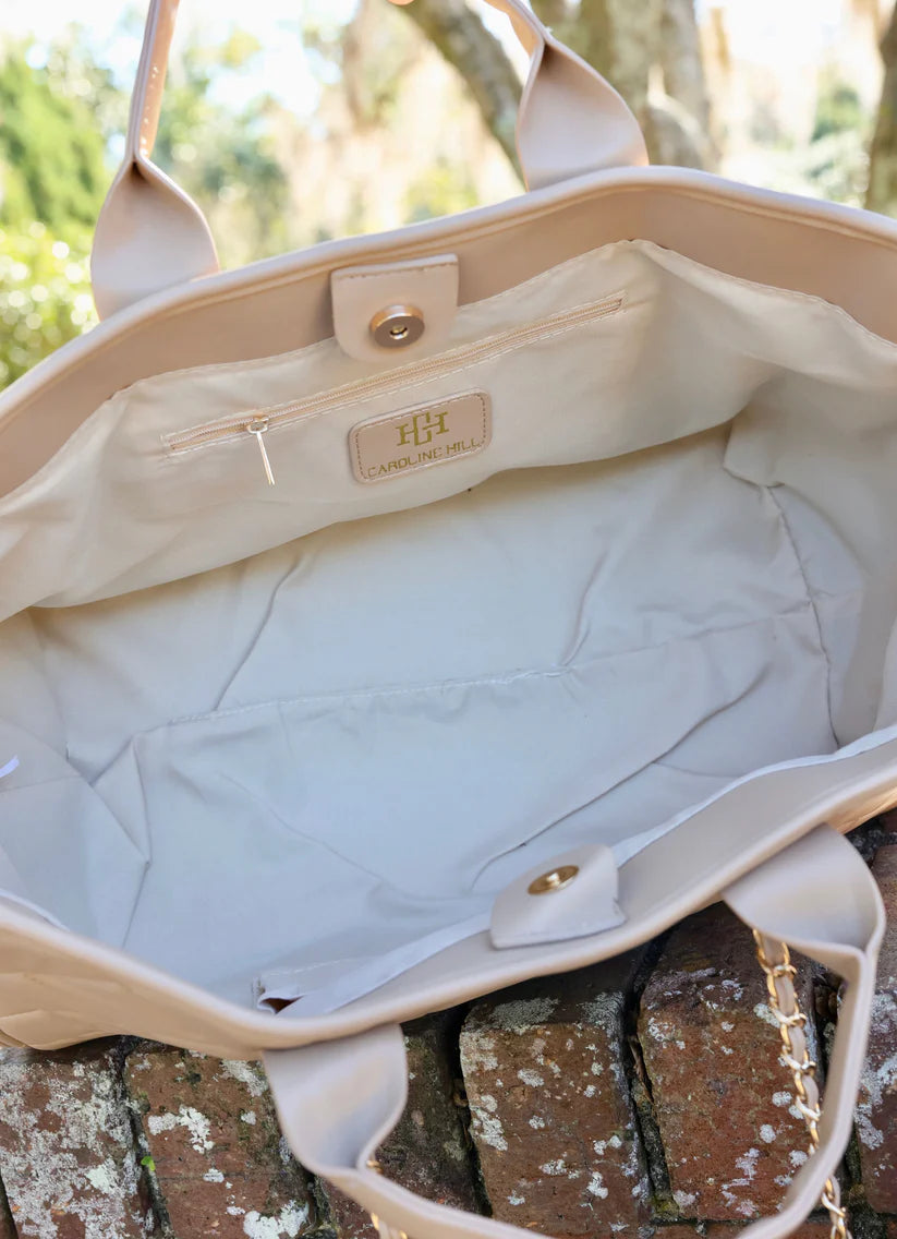 Caroline Hill Melissa Tote Bag: Tan Quilted