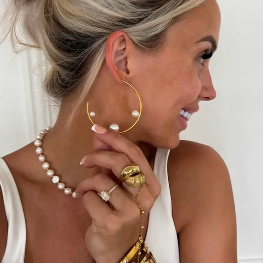 Chansutt Pearls: LARGE PEARL HOOPS