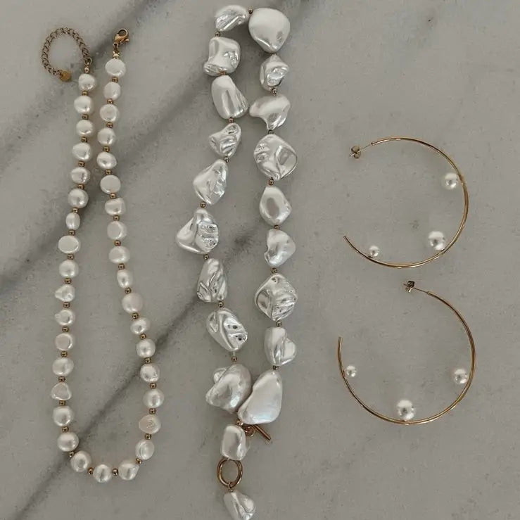 Chansutt Pearls: LARGE PEARL HOOPS