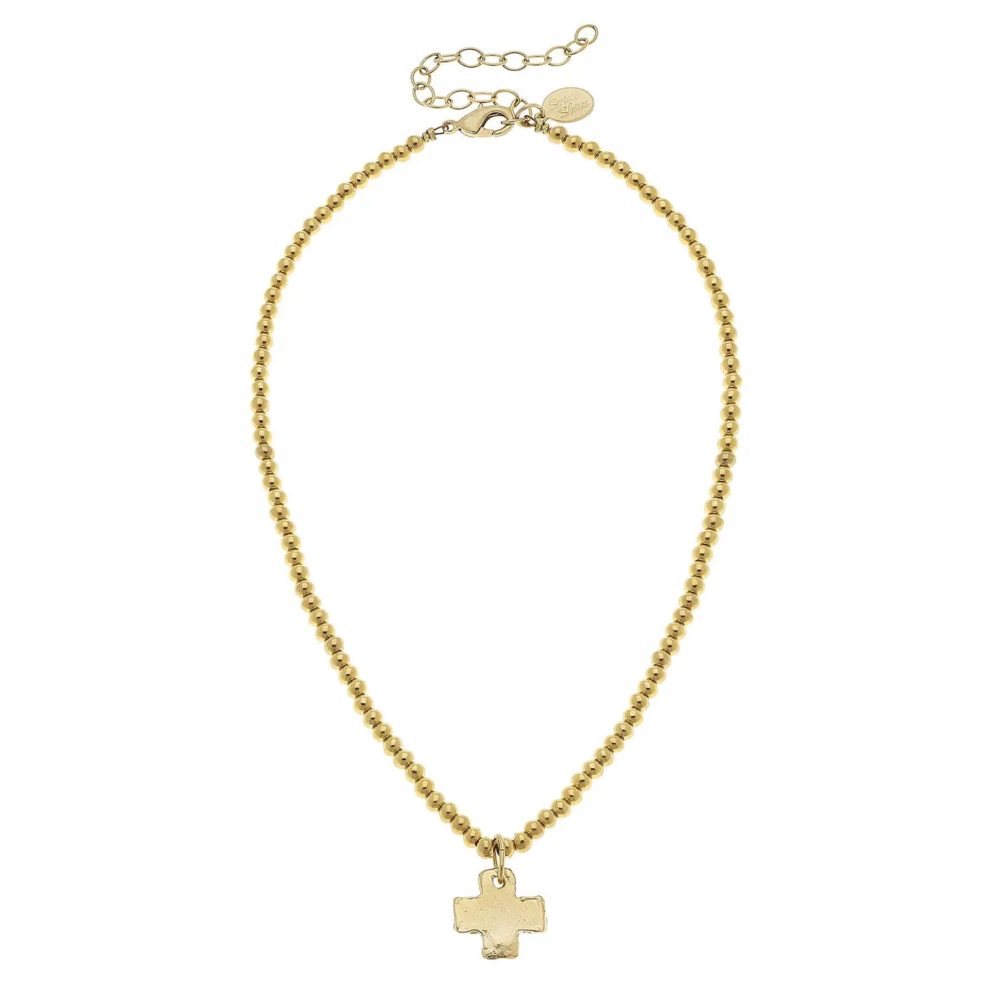 Susan Shaw: Gold Cross On Gold Beaded Necklace