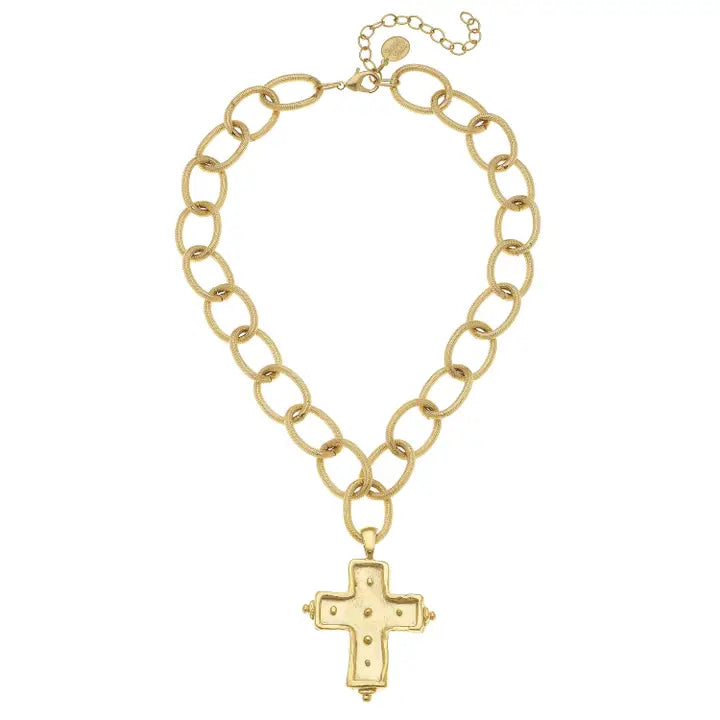 Susan Shaw: Handcast Gold Cross Necklace