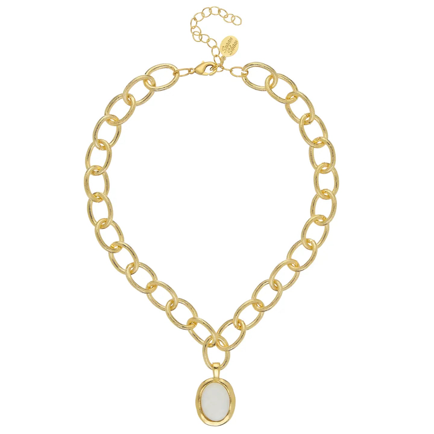 Susan Shaw: Mother of Pearl Cabochon Loop Chain Necklace