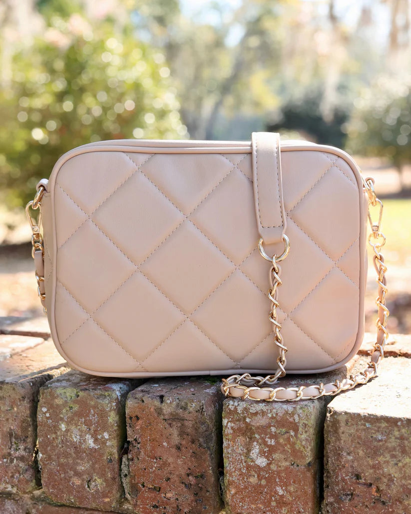 Caroline Hill Fiona Crossbody: Tan Quilted