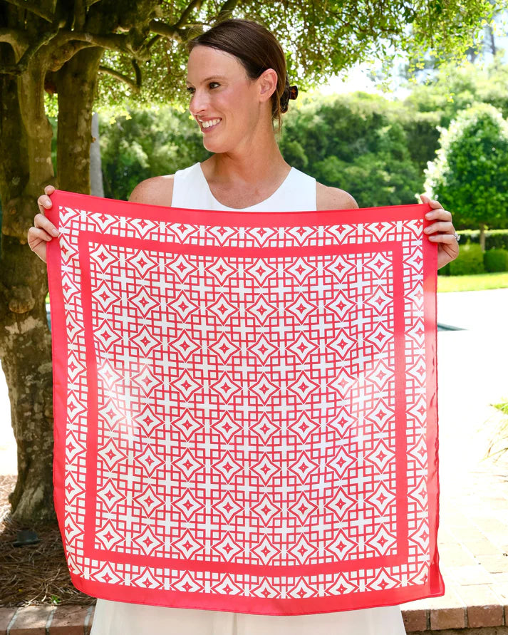 Caroline Hill Geometric Red Scarf: Medium