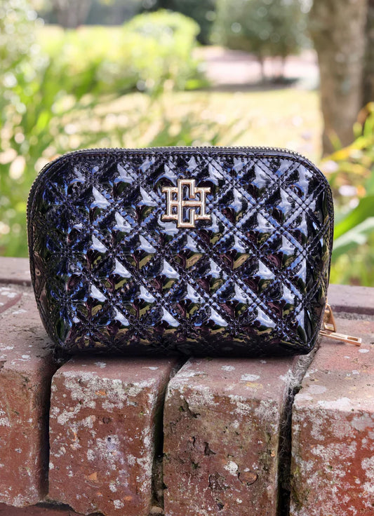 Caroline Hill Ibiza Small Pouch: Black Patent