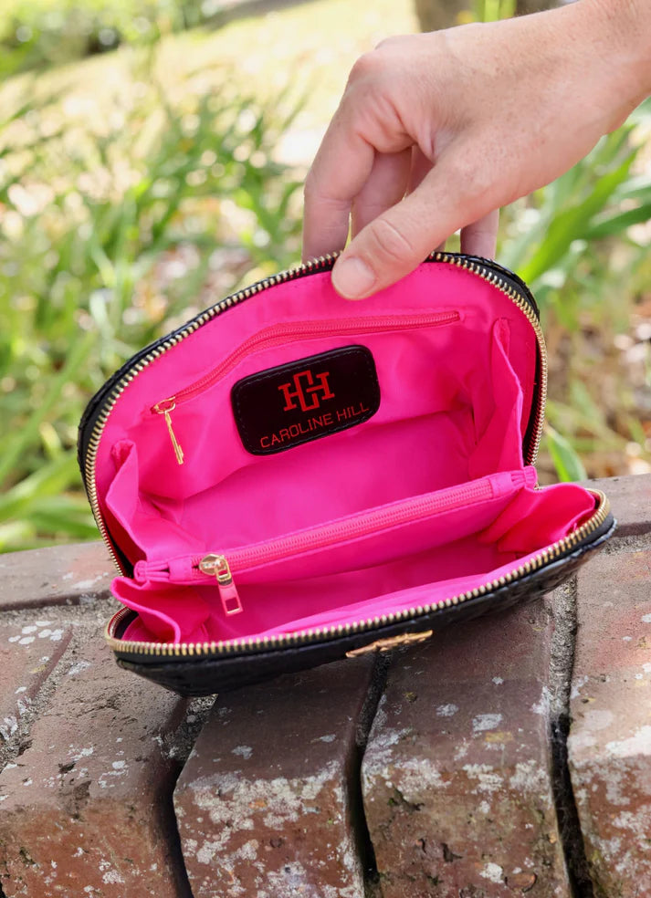 Caroline Hill Ibiza Small Pouch: Black Patent