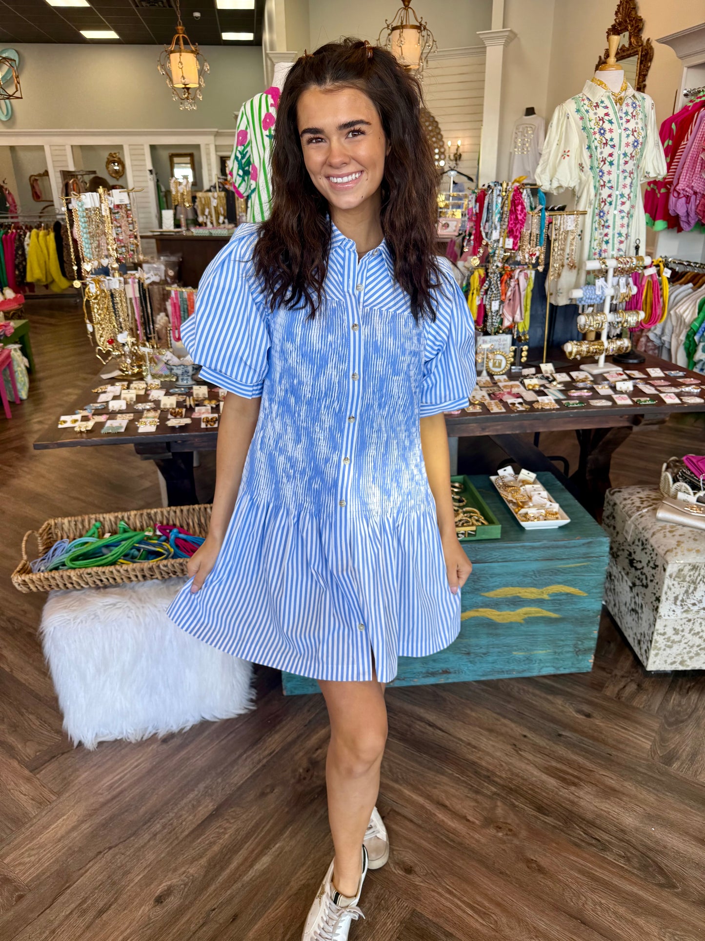 Piper Stripe Dress: Blue