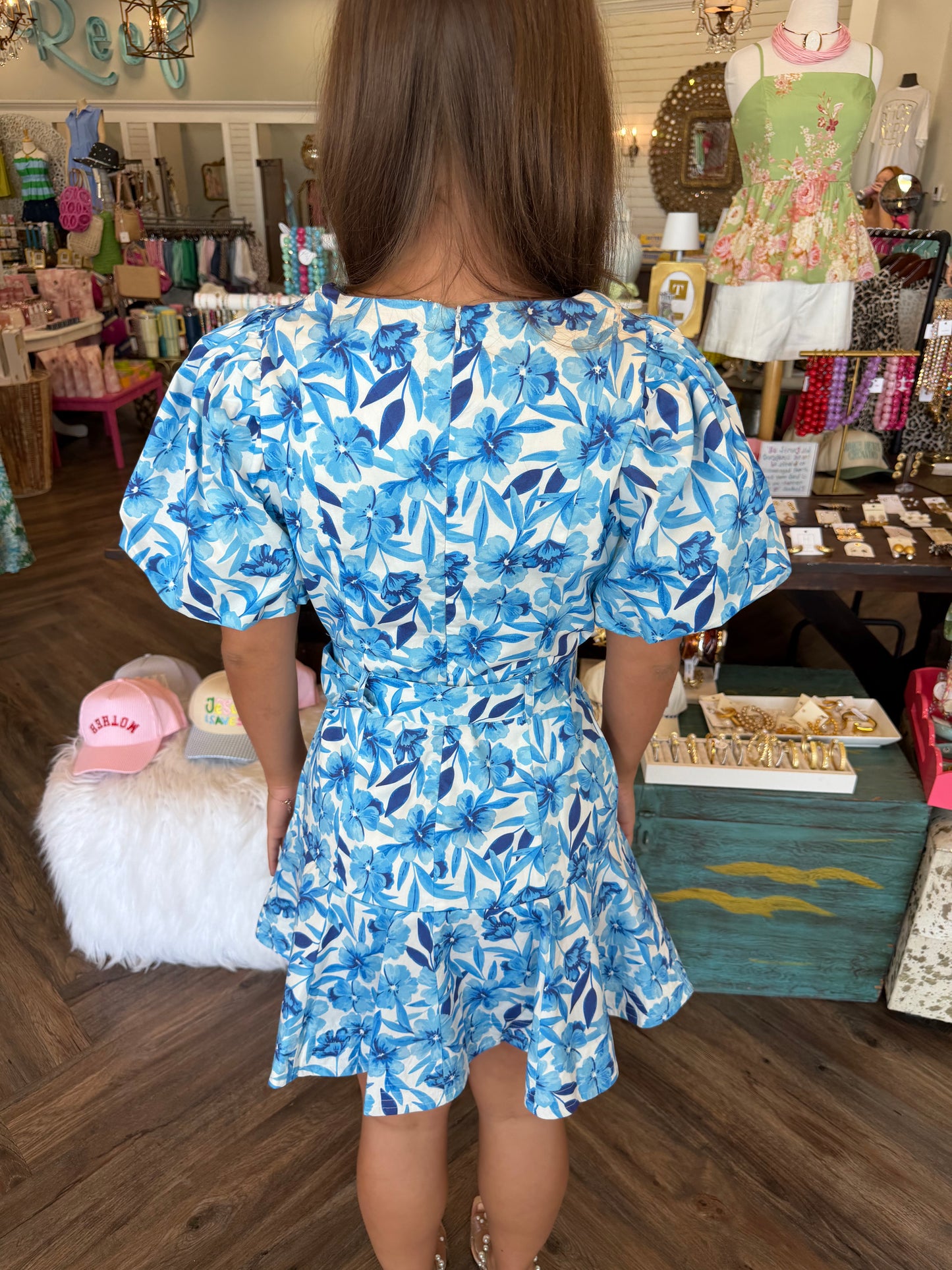 Belted V-Neck Bloom Dress