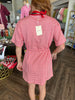 Gingham Drawstring Dress: Red