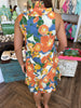 Orange Rose Ruffle Dress