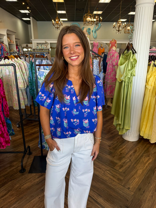 Mary Square Lori Top: Petal Keepsake Blue