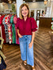 Wine Ruffle Top