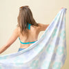 Xl Quick-Dry Beach Towel-Flower Check Blue