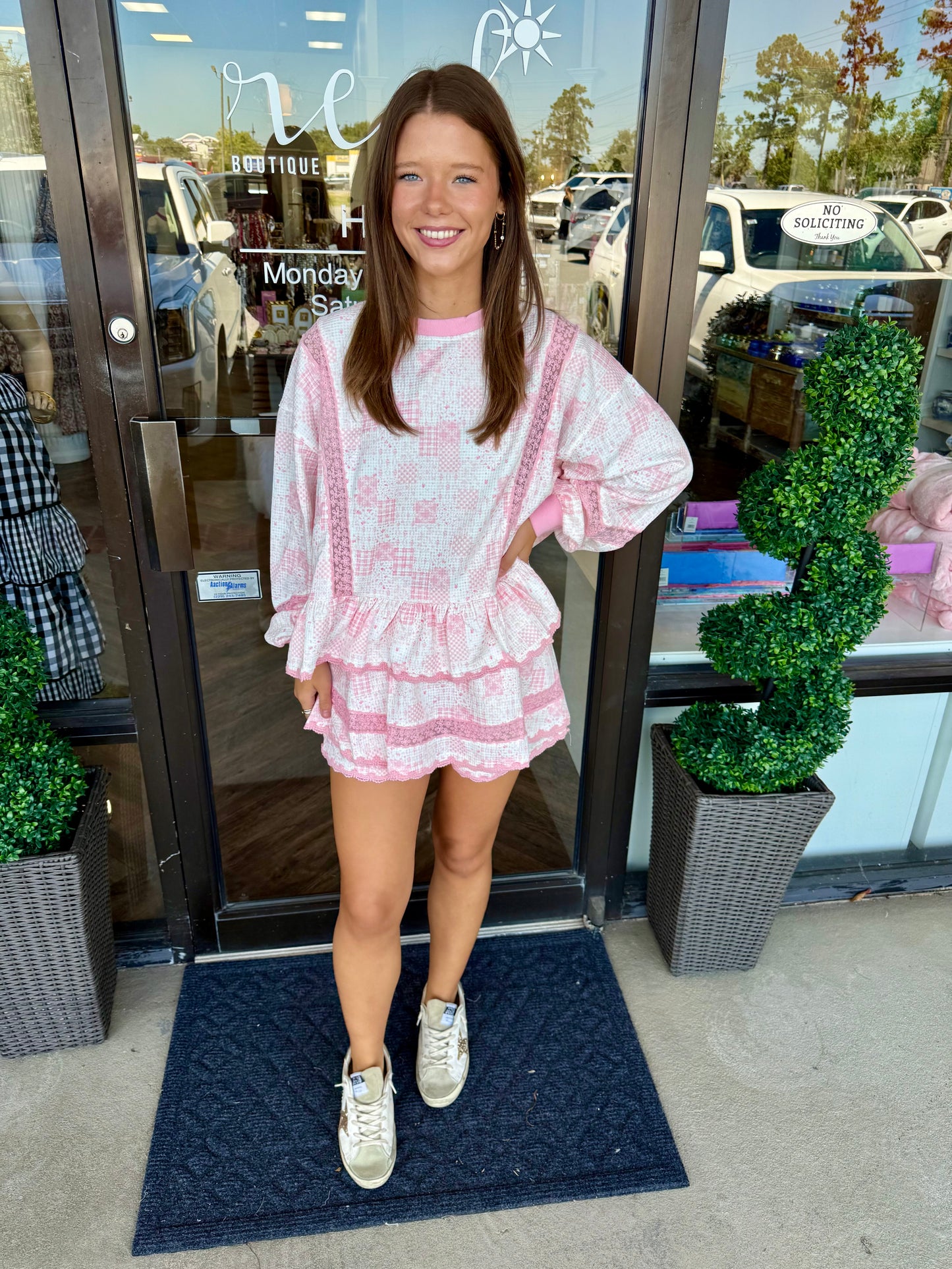 Comfy Pink Patchwork Skort Set