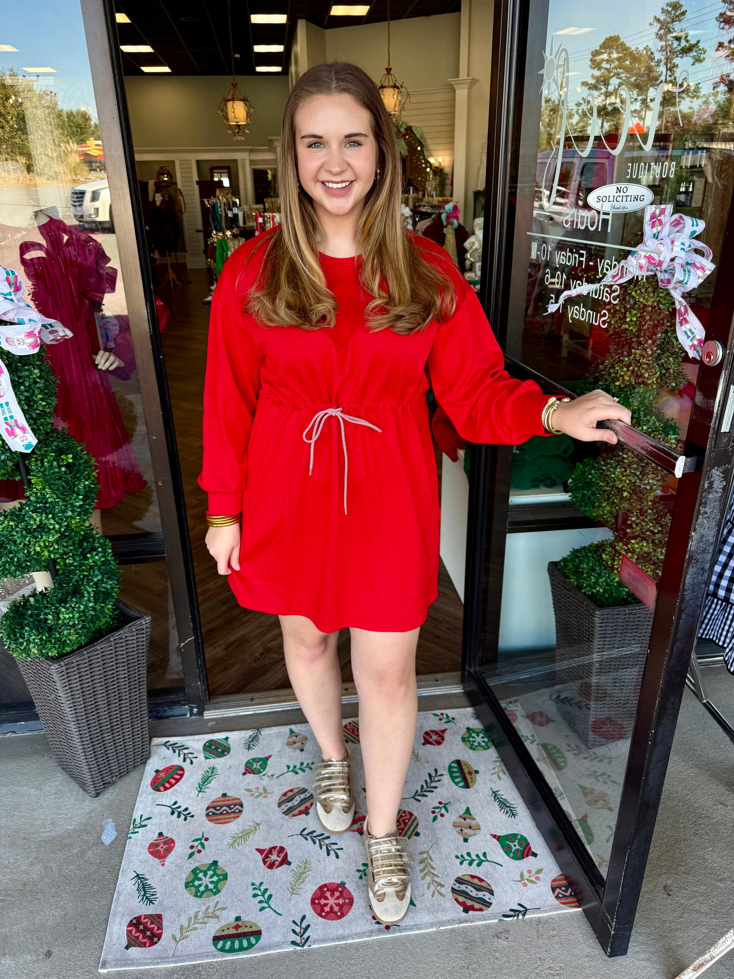 Jodi Drawstring Dress: Red