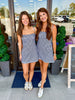 Gingham Romper Dress: Black