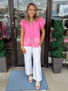 Preppy Palm Blouse: Pink