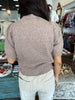 Neutral Flower Stitched Sweater Top