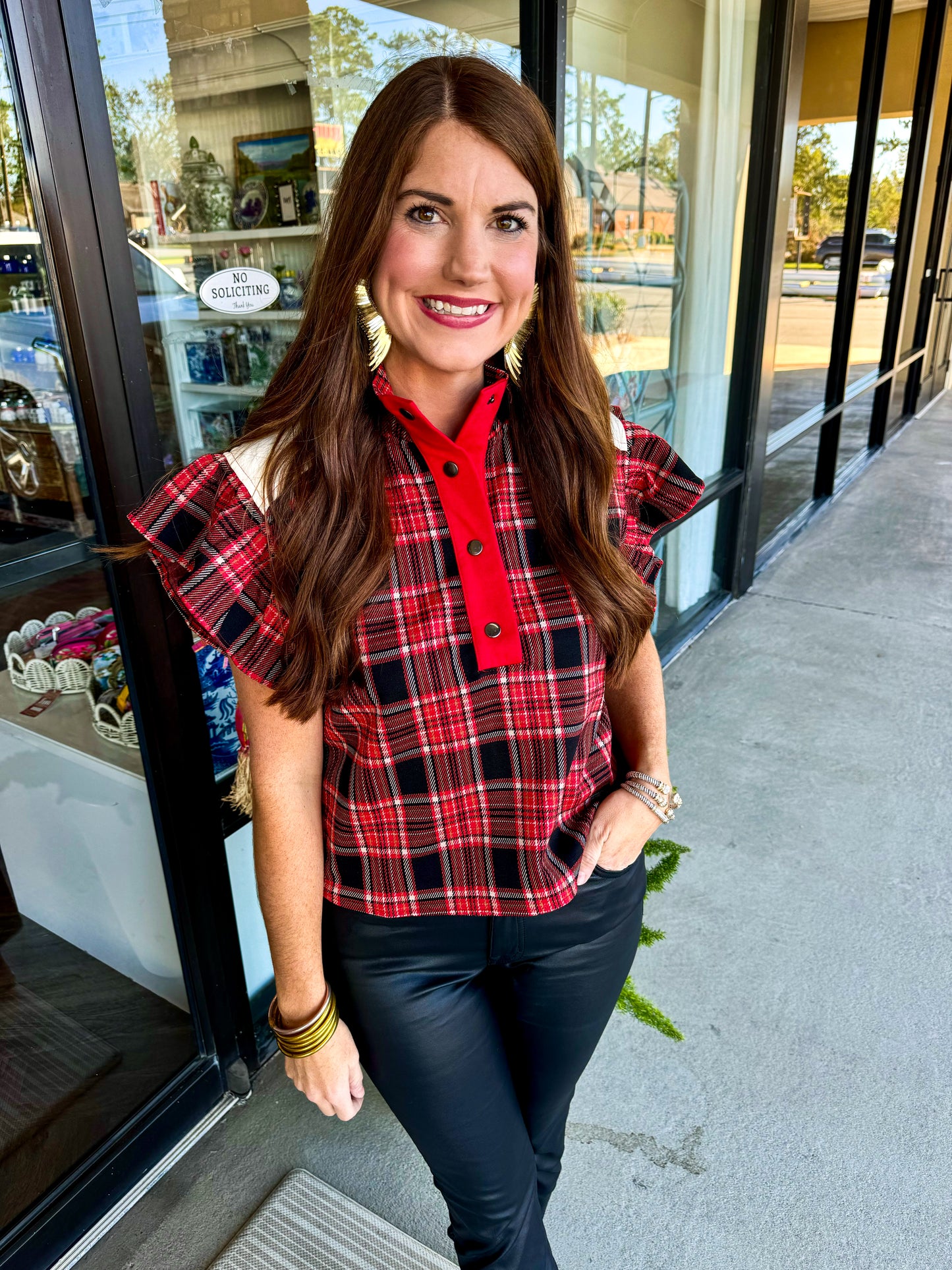 Olivia Plaid Top: Red