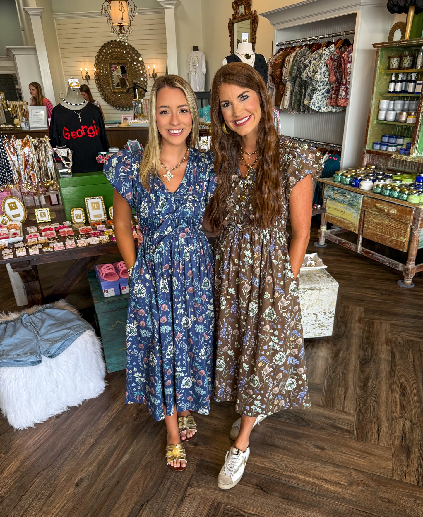 Floral Variety Midi Dress-Blue