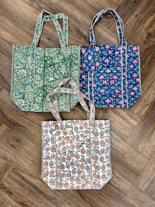 Neutral Quilted Tote Bag
