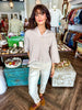 Collared Textured Sweater Top: Stone