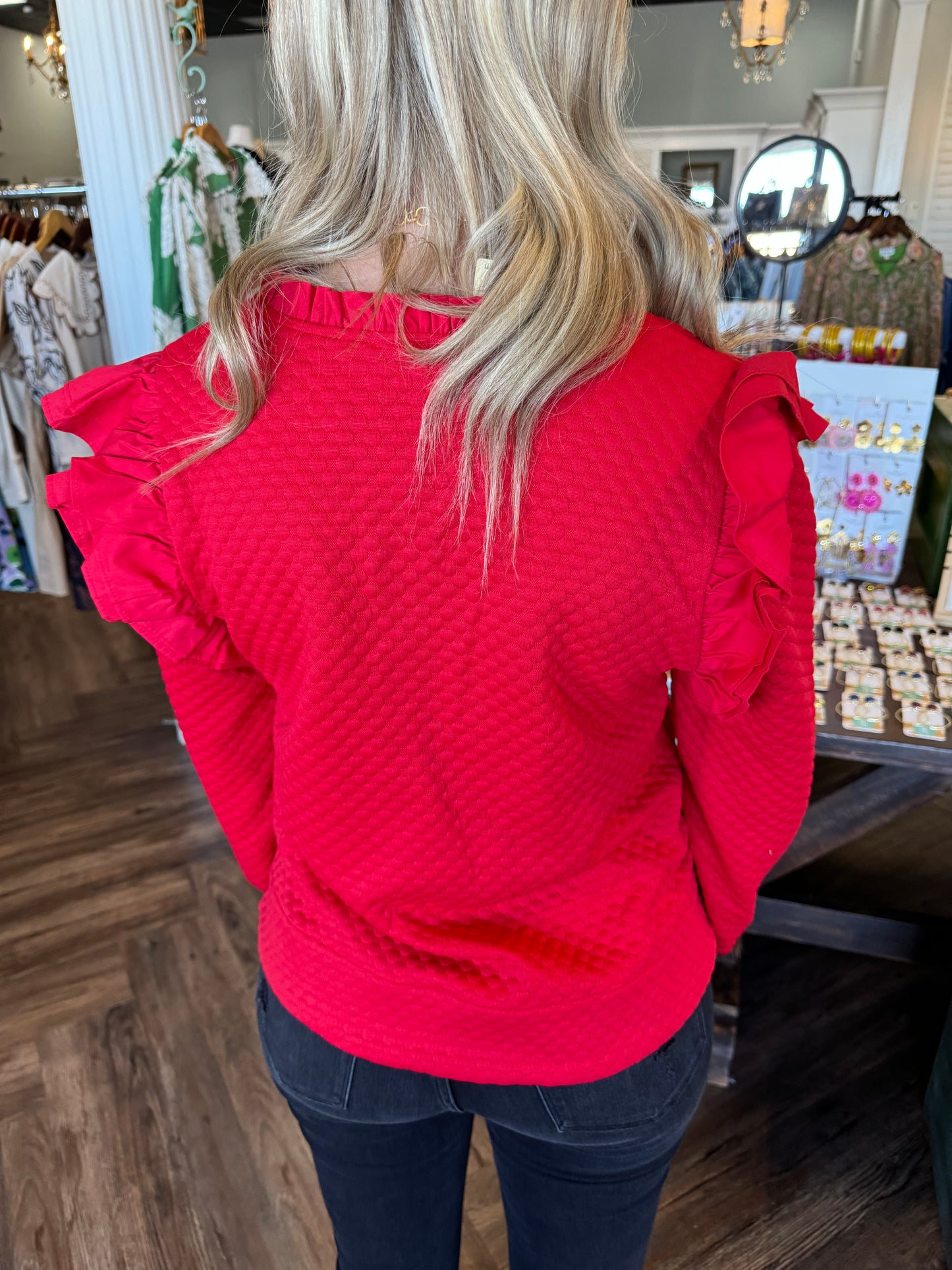 Jodi Red Textured Top