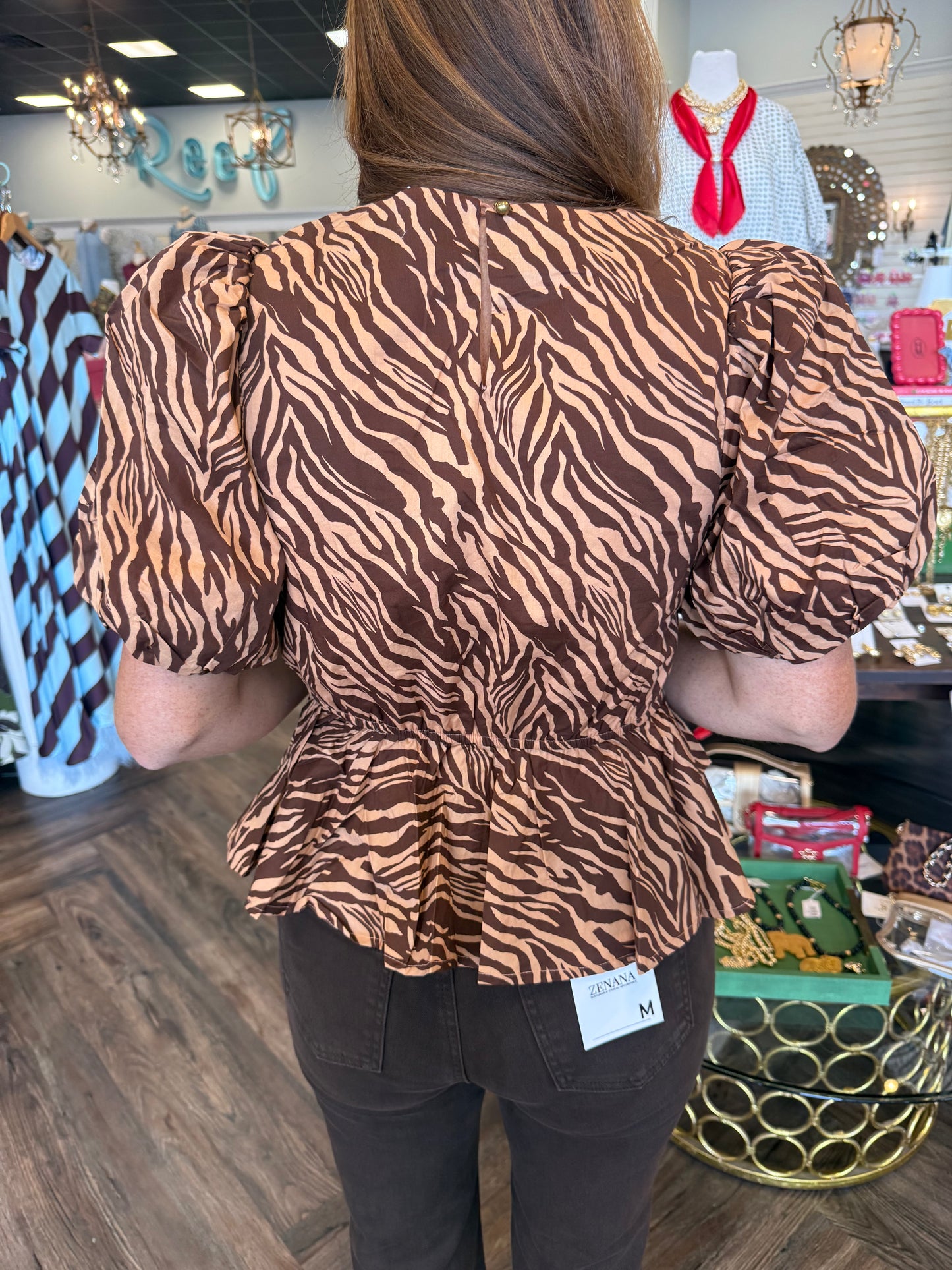 Flirty Zebra Peplum Top