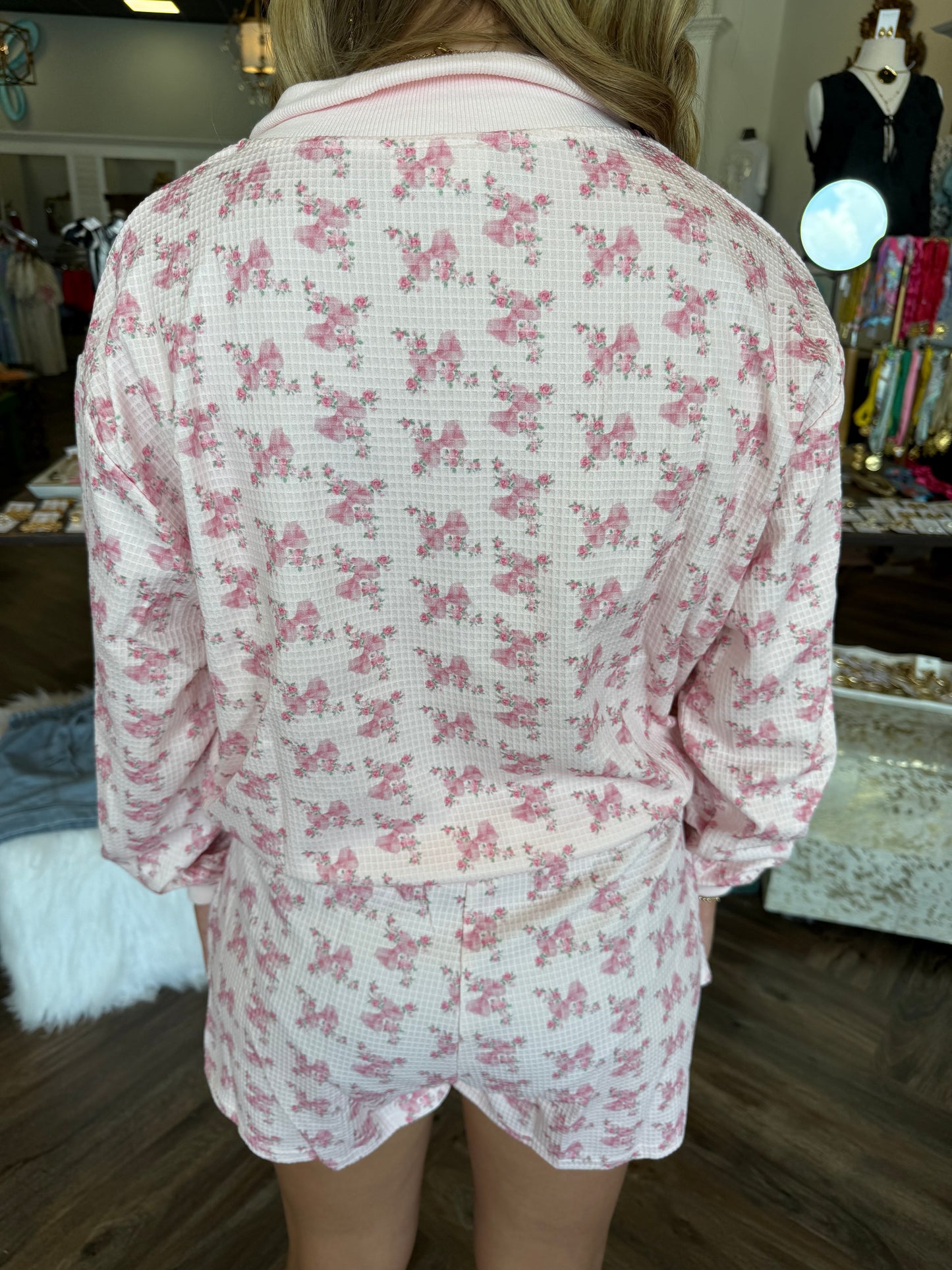 Floral Bow Knit Skort Set